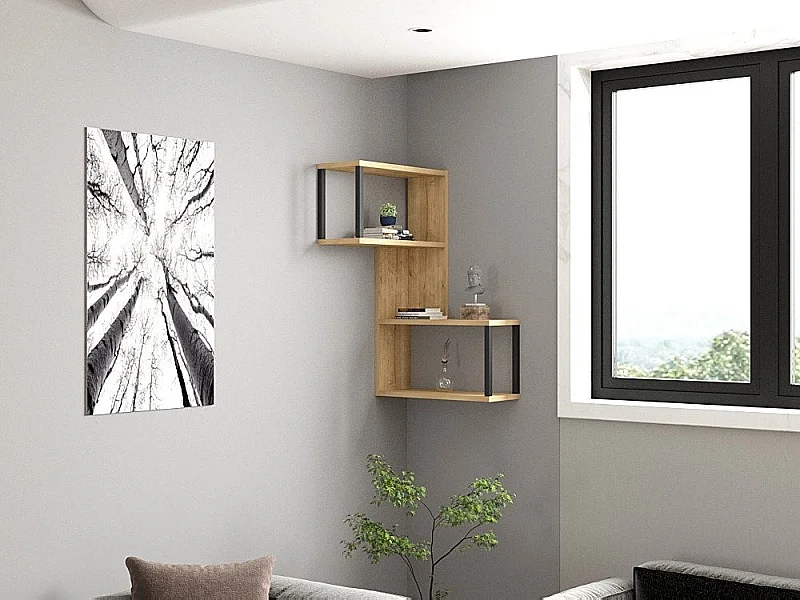 Estante de pared – 84 cm x 52 cm x 20 cm – Roble Zafiro – Tablero de partículas recubierto de melamina