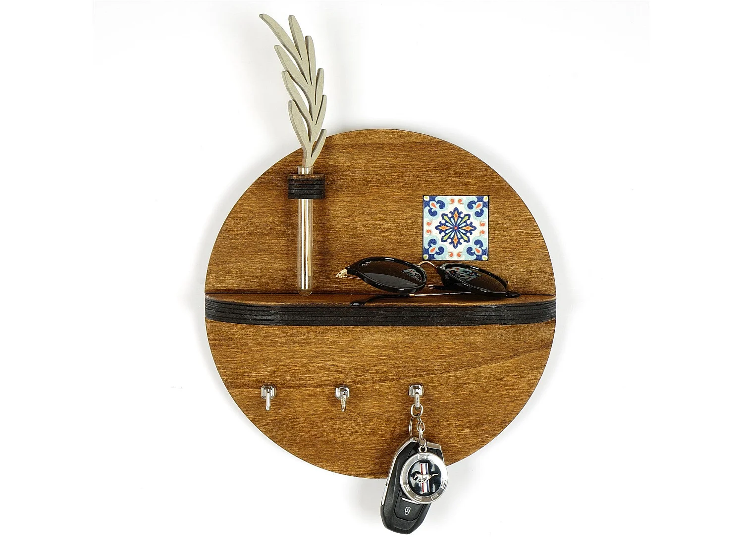 Étagère murale en noyer LAZ162 - 100 % toile 27 x 27 cm