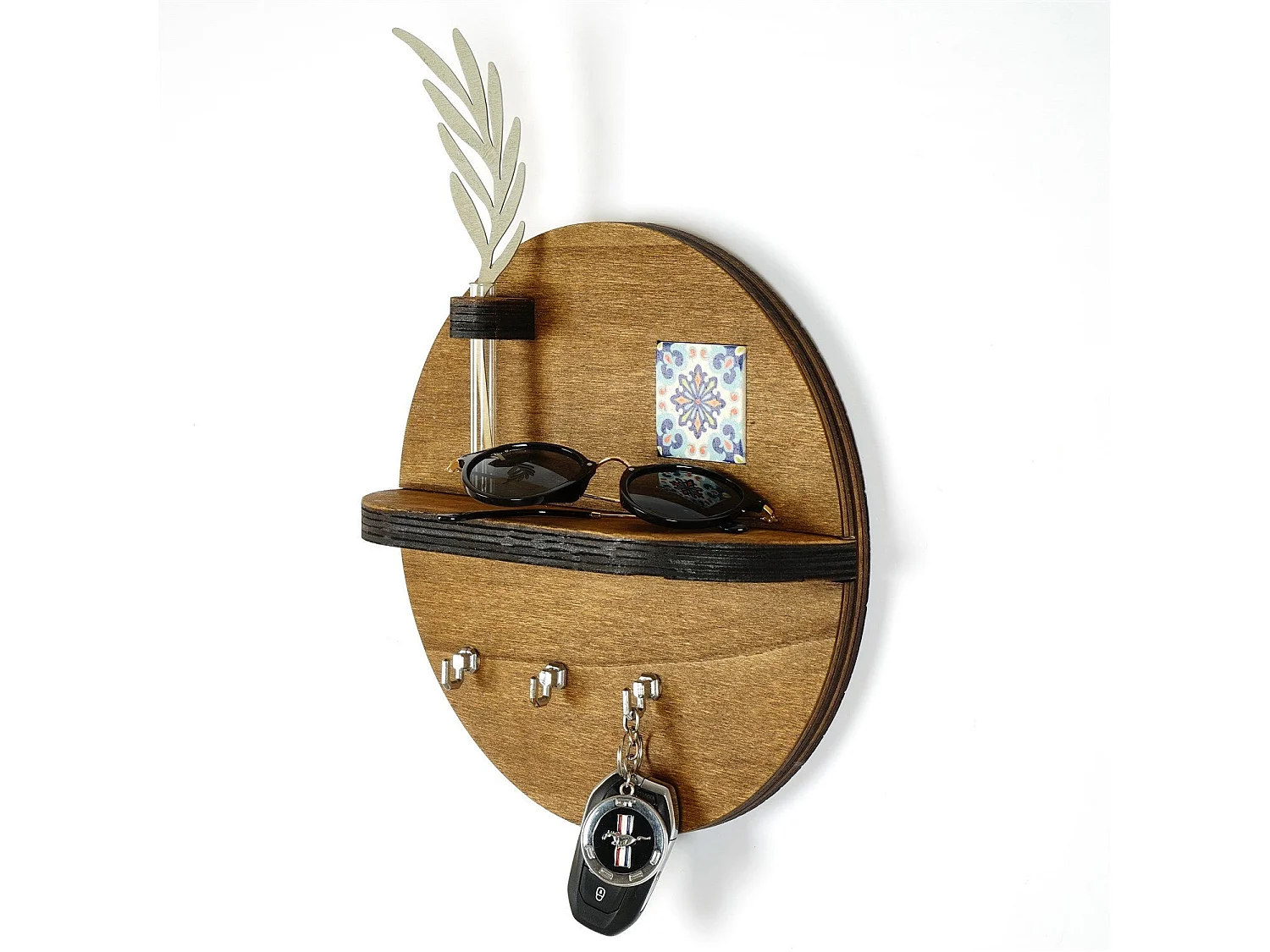 Étagère murale en noyer LAZ162 - 100 % toile 27 x 27 cm