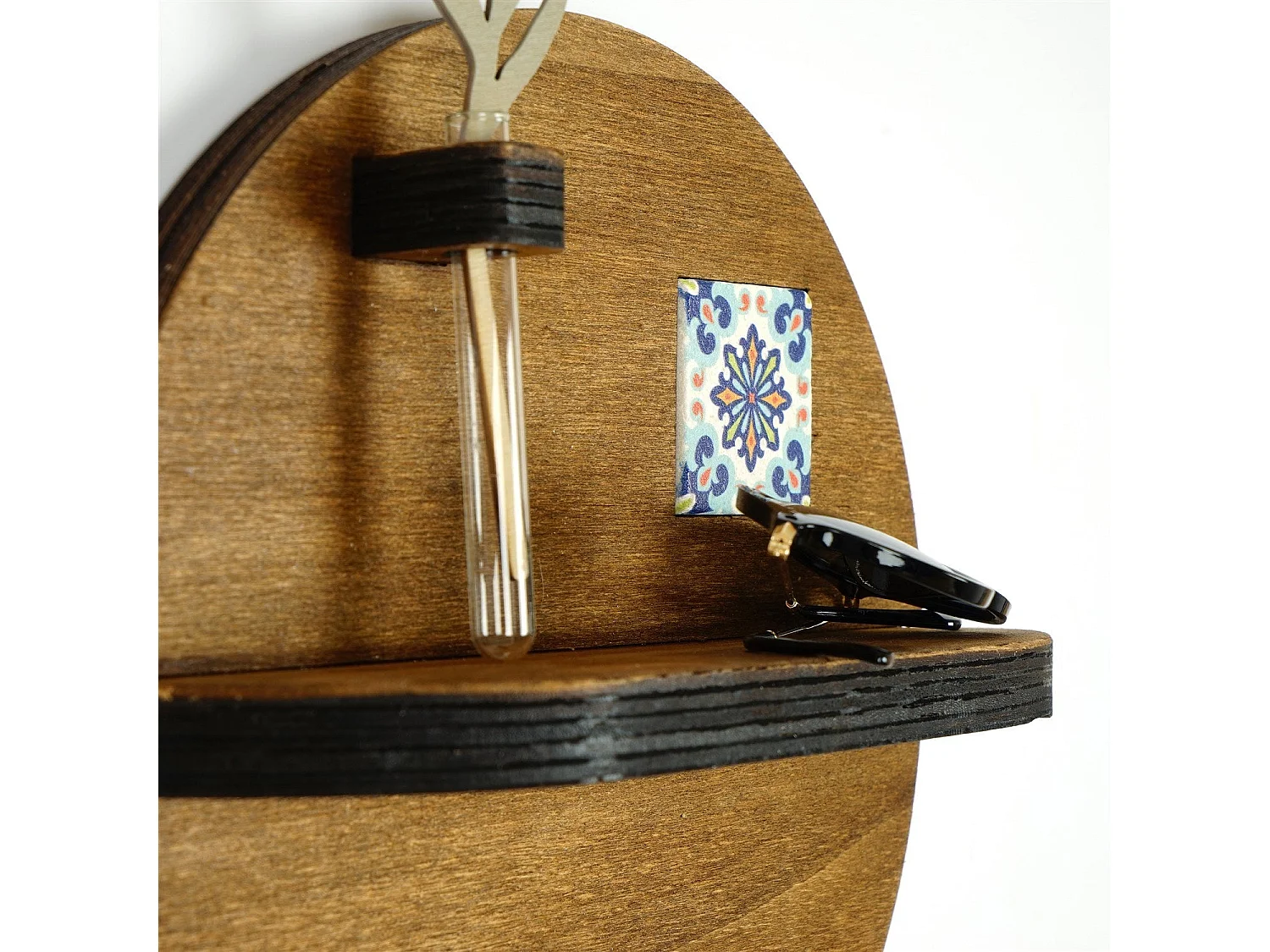 Étagère murale en noyer LAZ162 - 100 % toile 27 x 27 cm