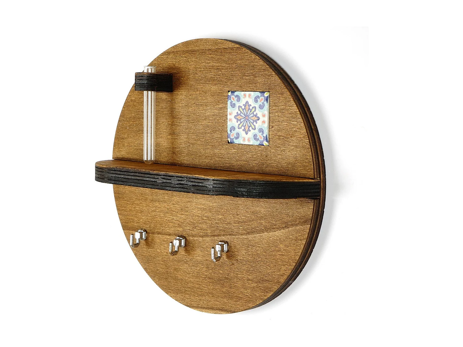 Étagère murale en noyer LAZ162 - 100 % toile 27 x 27 cm