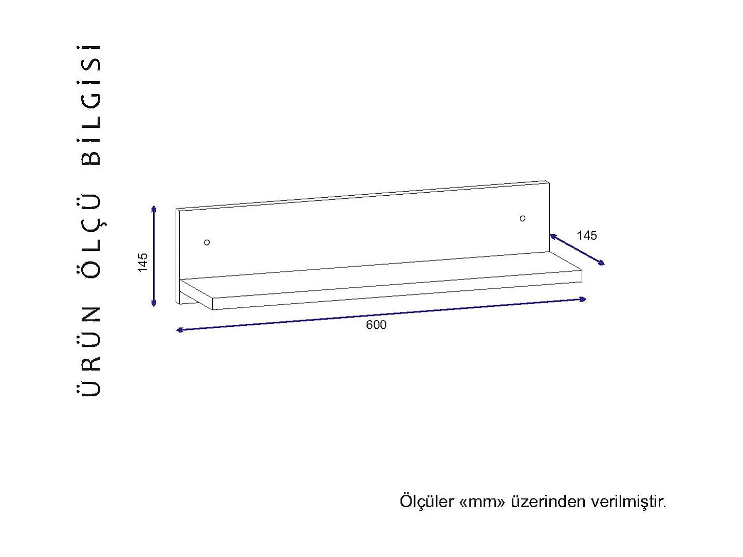 Mensola da parete – 60 cm x 14,5 cm x 14,5 cm – Bianco – Pannello truciolare rivestito in melamina
