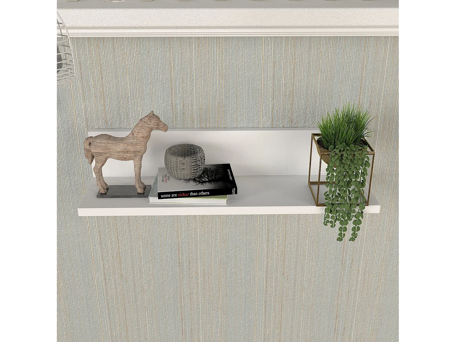 Mensola da parete – 60 cm x 14,5 cm x 14,5 cm – Bianco – Pannello truciolare rivestito in melamina