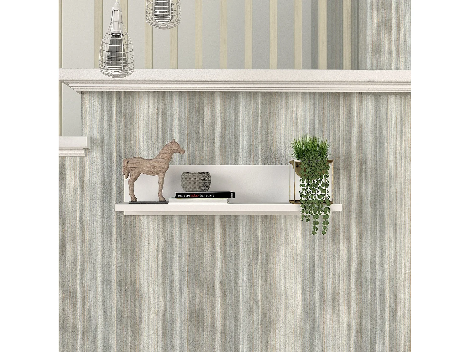 Mensola da parete – 60 cm x 14,5 cm x 14,5 cm – Bianco – Pannello truciolare rivestito in melamina