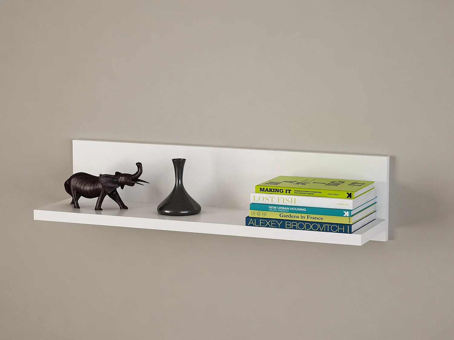 Wandplank – 60 cm x 14,5 cm x 14,5 cm – Wit – Melamine gecoat spaanplaat