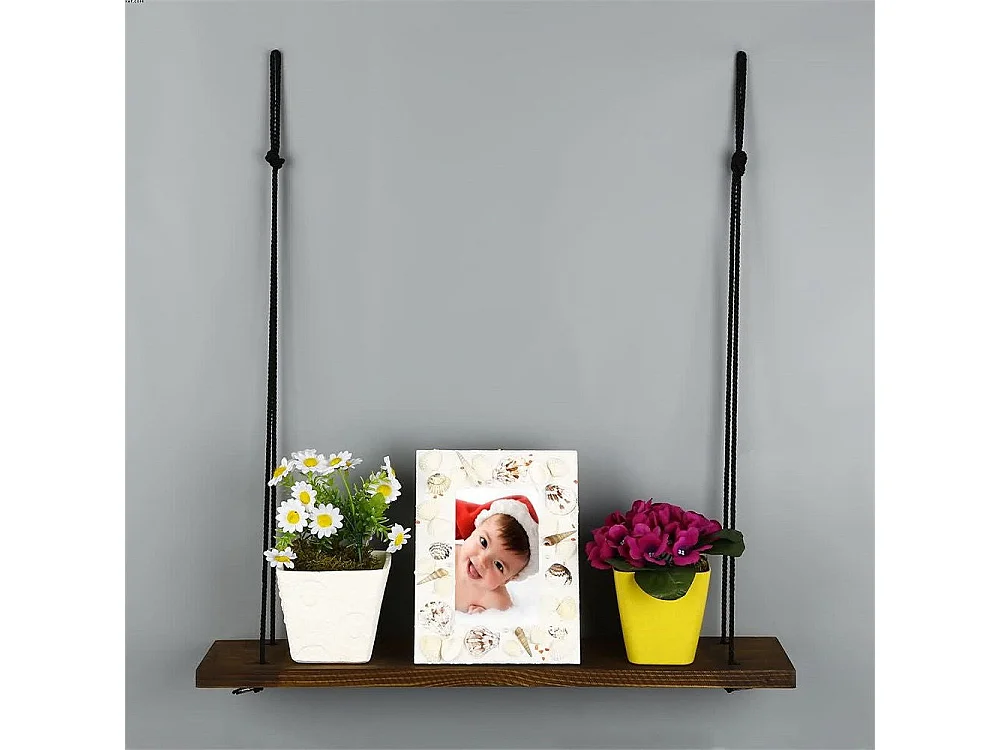 Étagère murale – 60 cm x 13 cm x 1,6 cm – Noyer – Bois de sapin