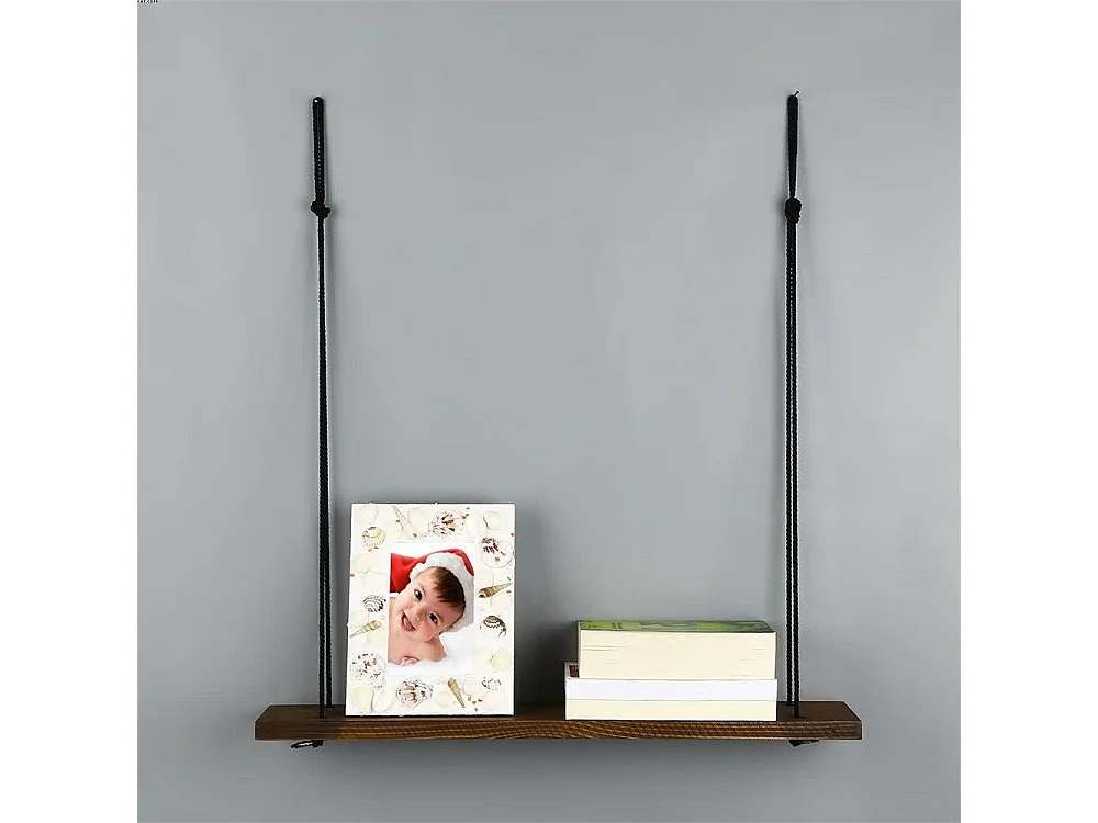 Étagère murale – 60 cm x 13 cm x 1,6 cm – Noyer – Bois de sapin