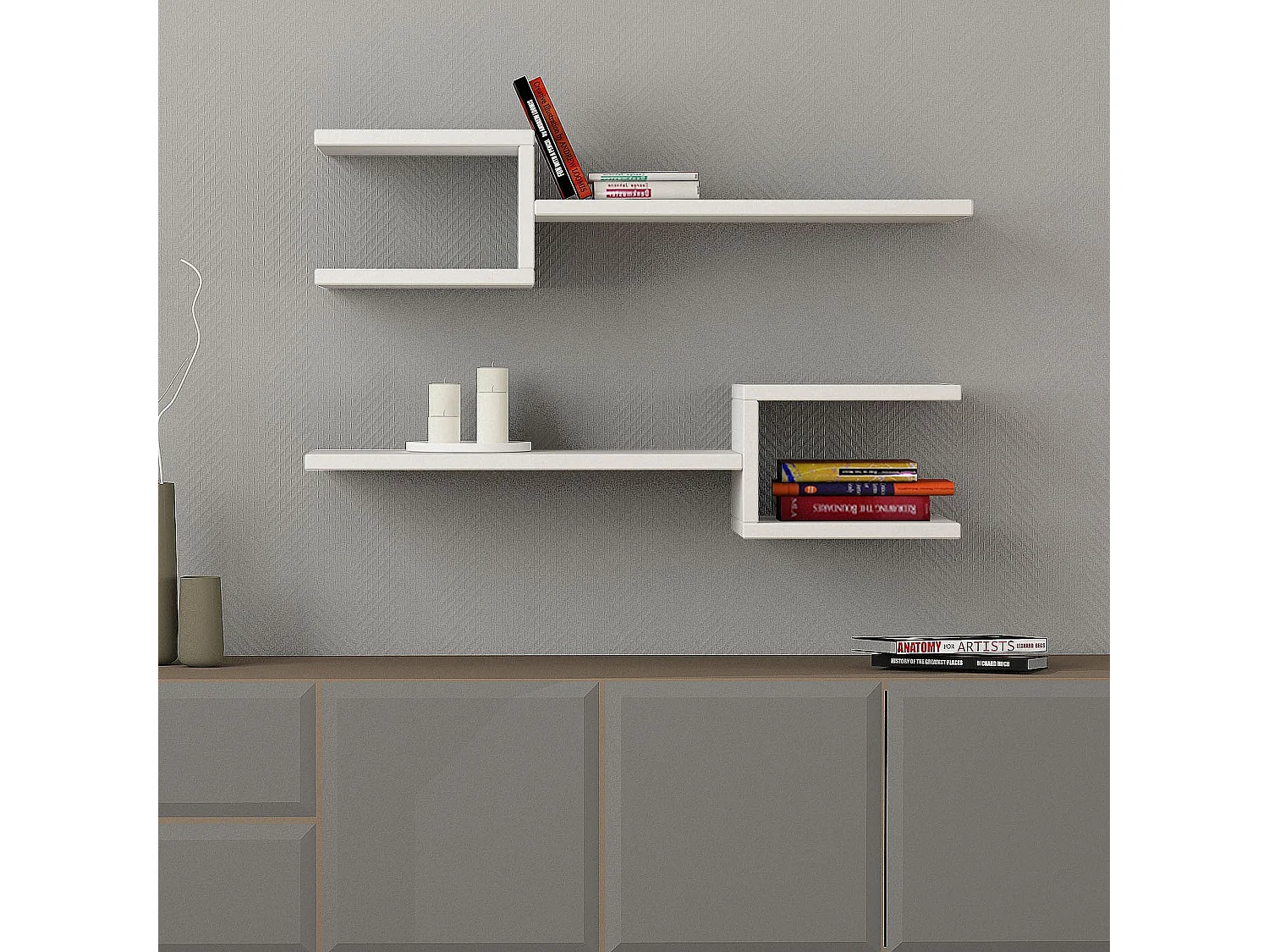 Mensola da parete – 74,5 x 18,2 x 19,6 cm – Bianco – MDF