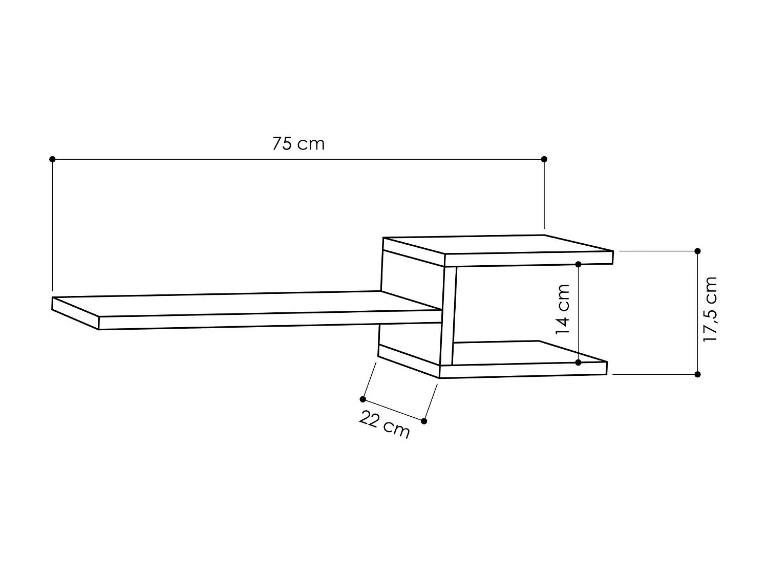 Mensola da parete – 74,5 x 18,2 x 19,6 cm – Bianco – MDF