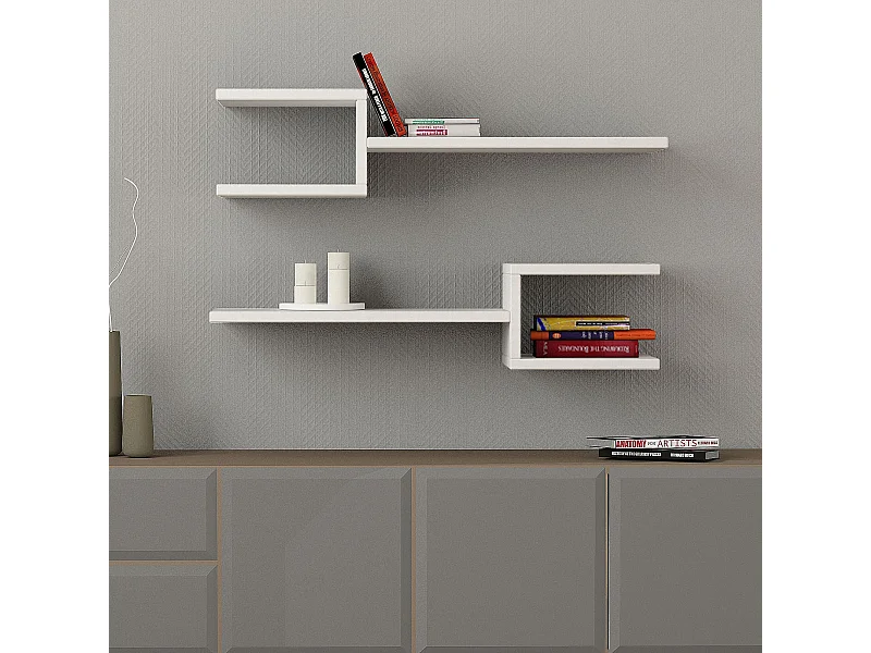 Mensola da parete – 74,5 x 18,2 x 19,6 cm – Bianco – MDF