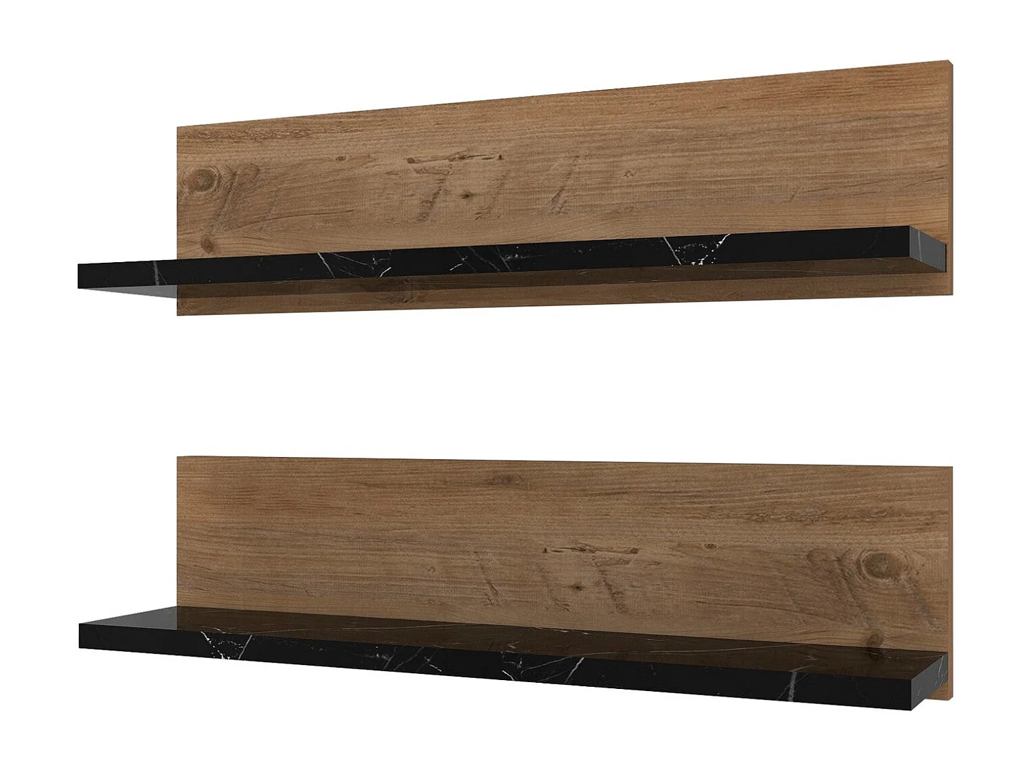 Estante de pared – 60 x 15 x 13 cm – Pino Atlántico y Negro – Tablero de partículas recubierto de melamina