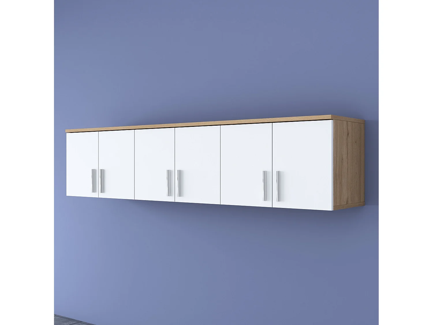 Wandregal – 180 x 41,4 x 37,5 cm – Walnuss und Weiß – Spanplatte