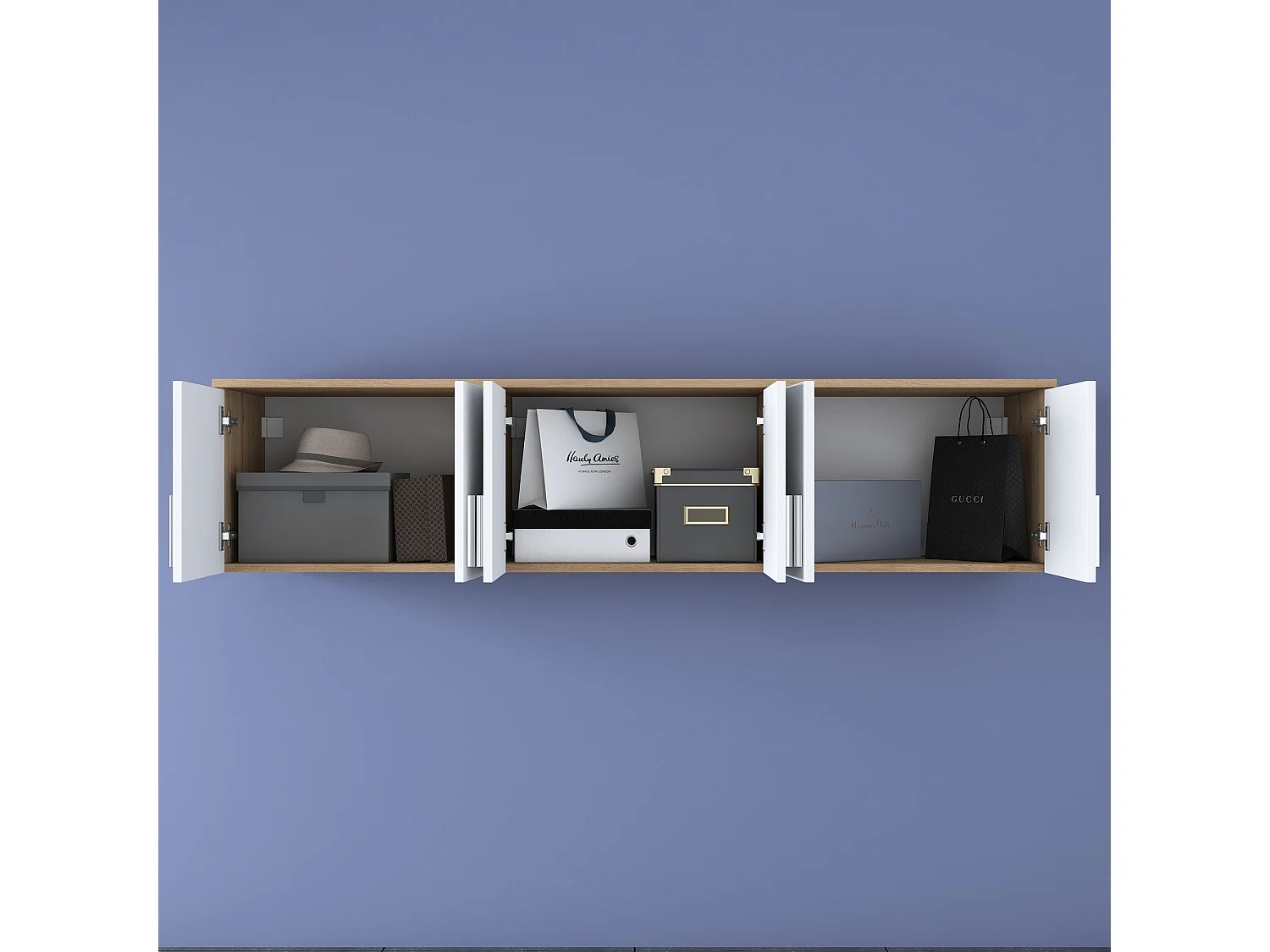 Wandregal – 180 x 41,4 x 37,5 cm – Walnuss und Weiß – Spanplatte