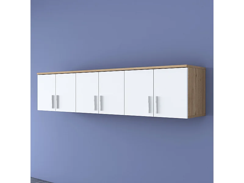 Étagère murale – 180 x 41,4 x 37,5 cm – Noyer et Blanc – Aggloméré