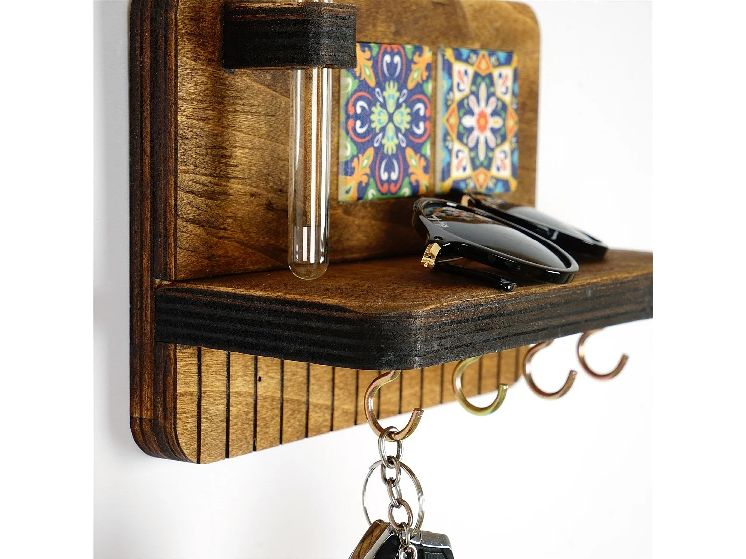 LAZ161 Walnoot Wandplank - 100% 18mm Canvas - 14x20x9cm