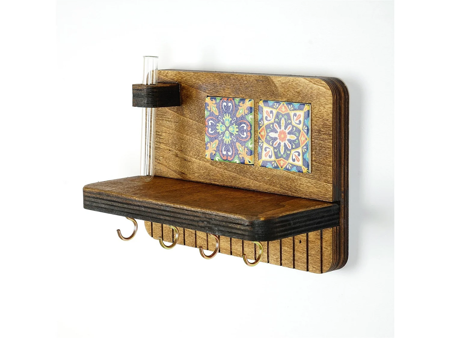 LAZ161 Walnoot Wandplank - 100% 18mm Canvas - 14x20x9cm