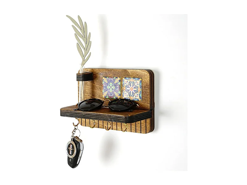 LAZ161 Walnoot Wandplank - 100% 18mm Canvas - 14x20x9cm