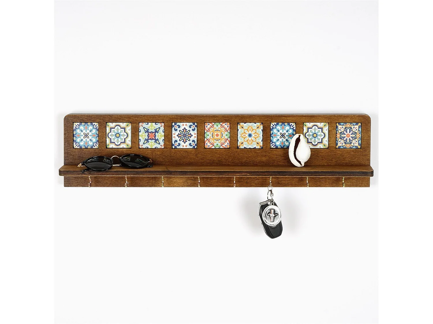 Étagère murale en noyer LAZ163 - 100 % toile 60 x 14 x 8 cm