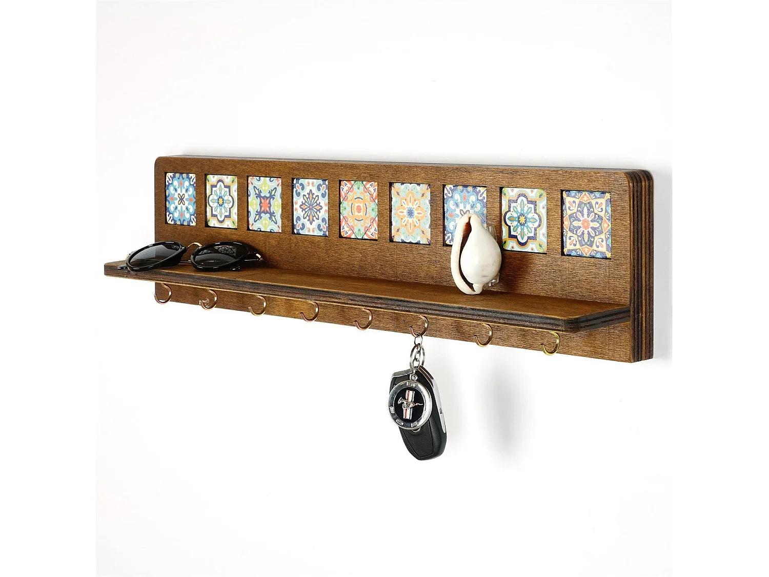 Étagère murale en noyer LAZ163 - 100 % toile 60 x 14 x 8 cm