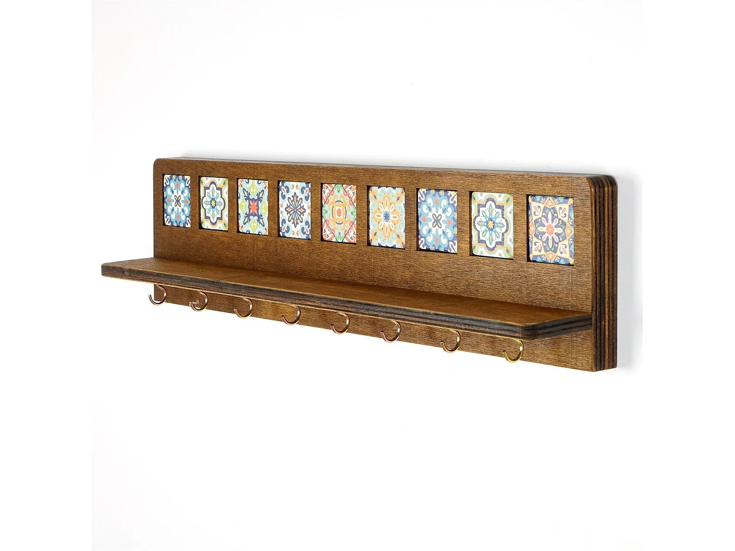 Étagère murale en noyer LAZ163 - 100 % toile 60 x 14 x 8 cm