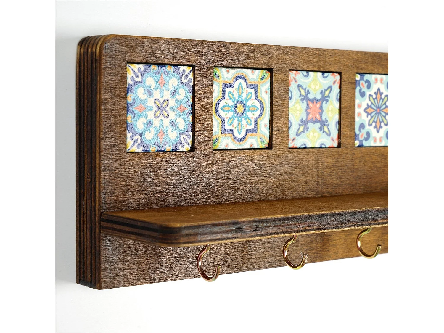 Étagère murale en noyer LAZ163 - 100 % toile 60 x 14 x 8 cm