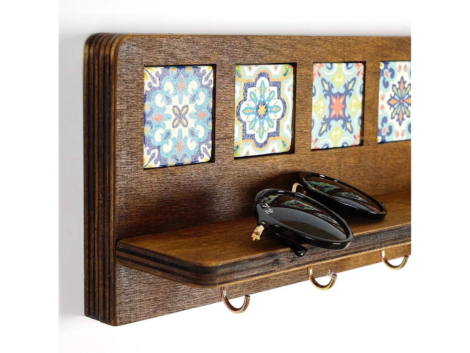 Étagère murale en noyer LAZ163 - 100 % toile 60 x 14 x 8 cm