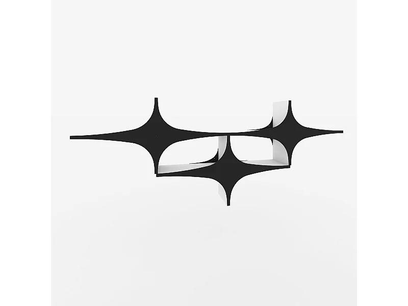 Estante de pared – 180 cm x 69 cm x 20 cm – Blanco y negro – Tablero de partículas