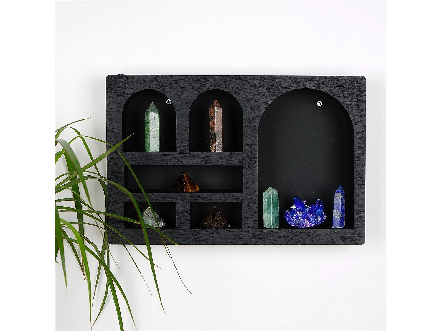 Étagère murale en bois massif – 35 cm x 23 cm x 6 cm – noire