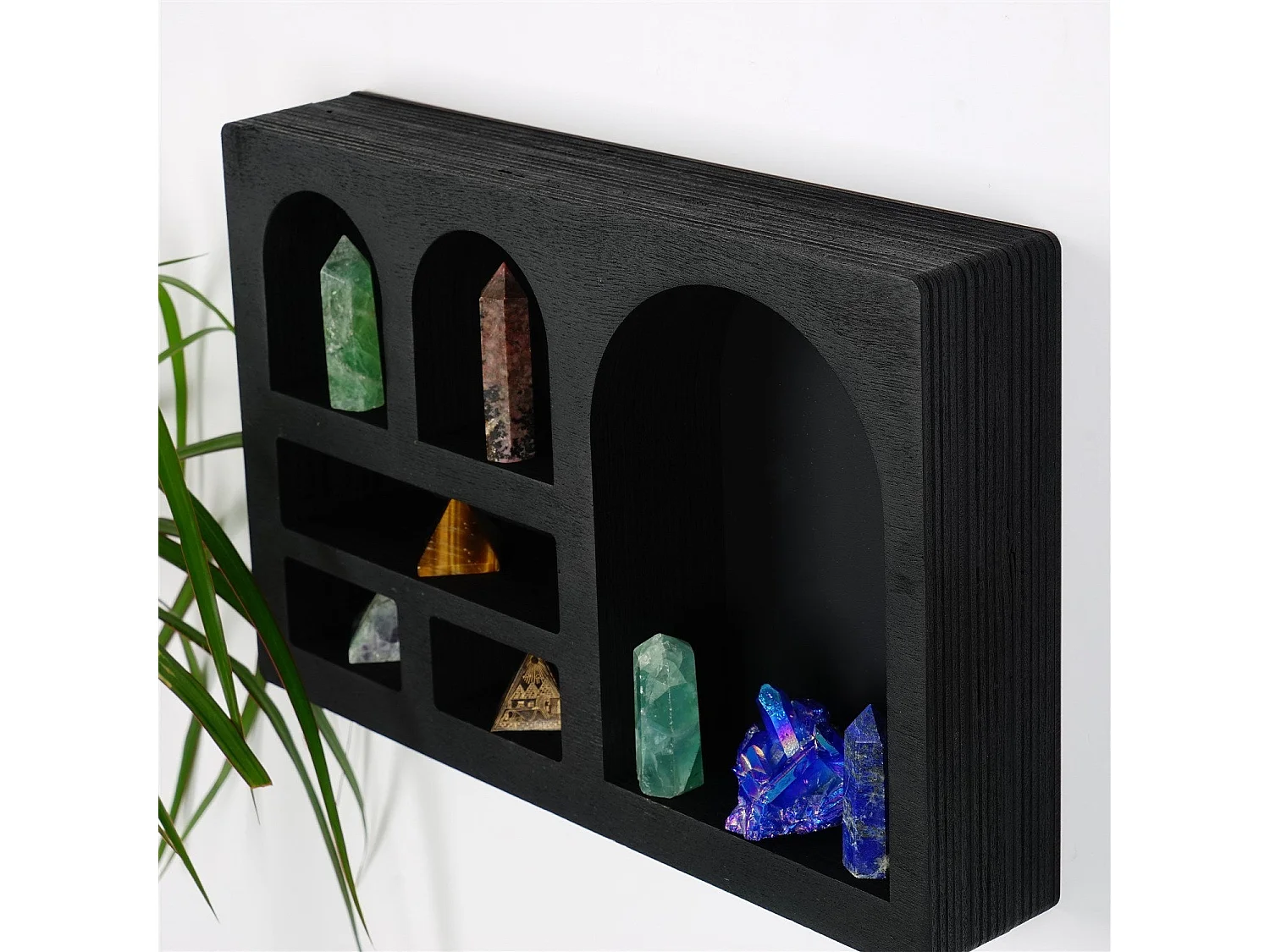 Étagère murale en bois massif – 35 cm x 23 cm x 6 cm – noire