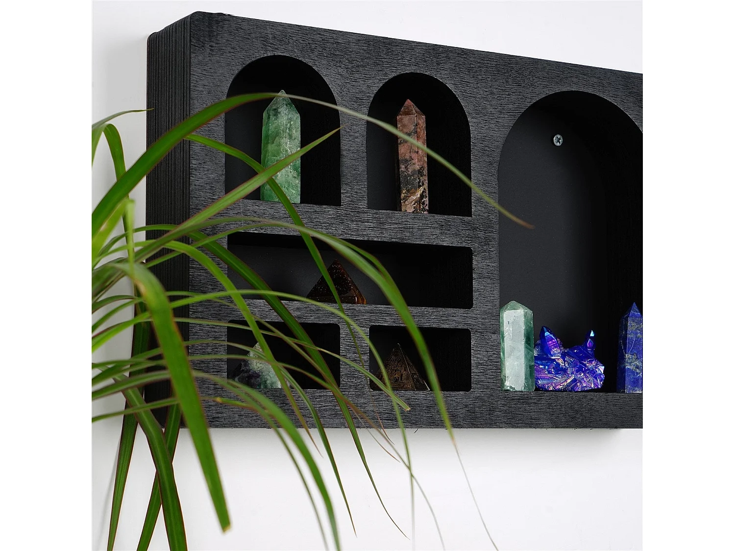 Étagère murale en bois massif – 35 cm x 23 cm x 6 cm – noire