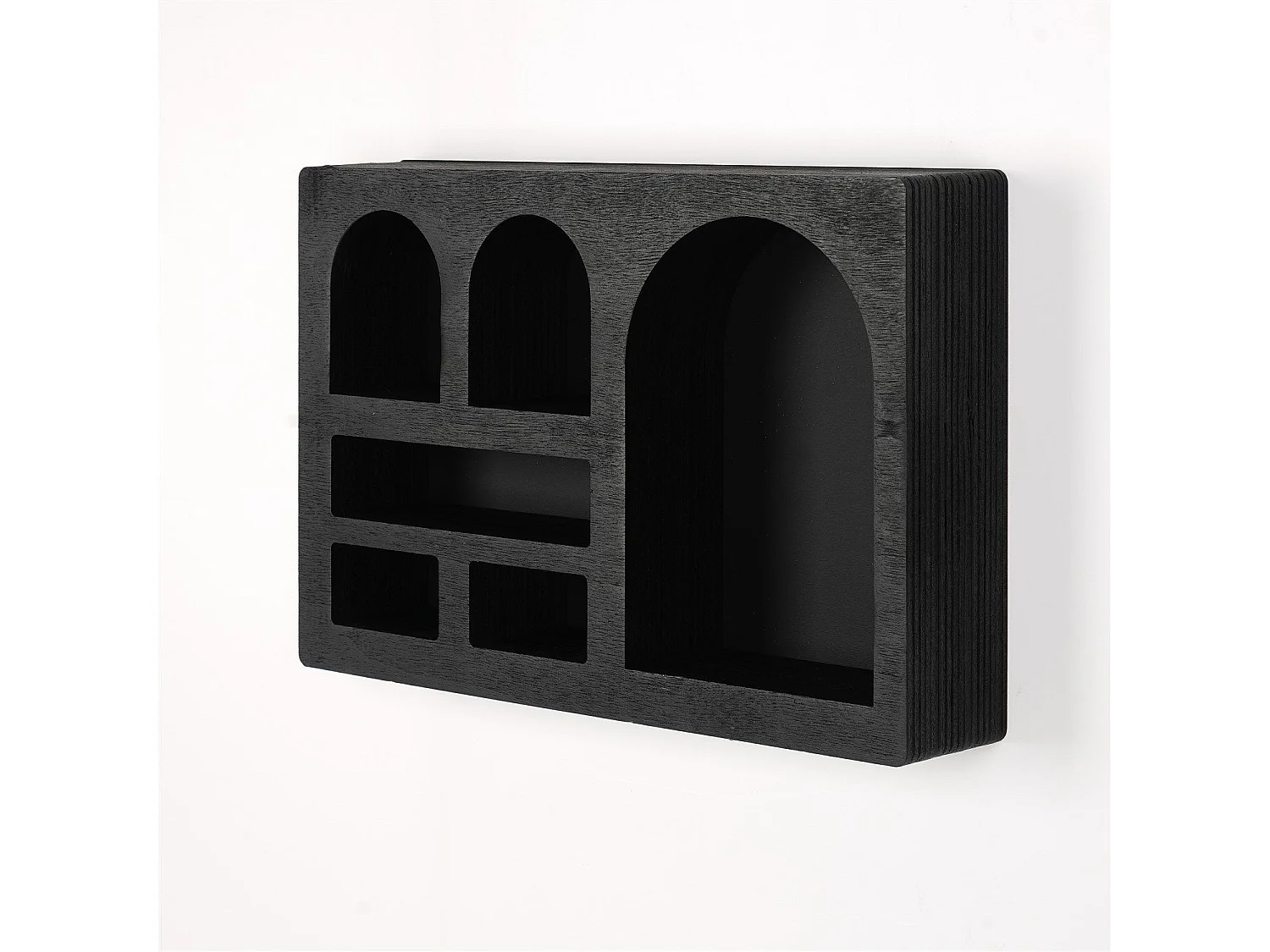 Étagère murale en bois massif – 35 cm x 23 cm x 6 cm – noire