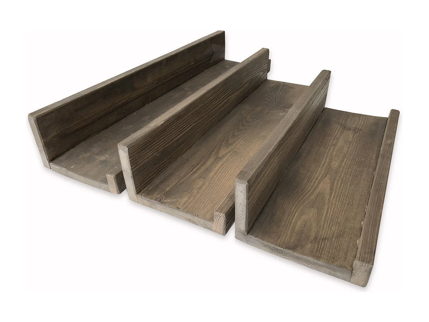 Étagère murale – 60x15x8 cm, 50x15x8 cm, 40x15x8 cm – Noyer – Bois massif