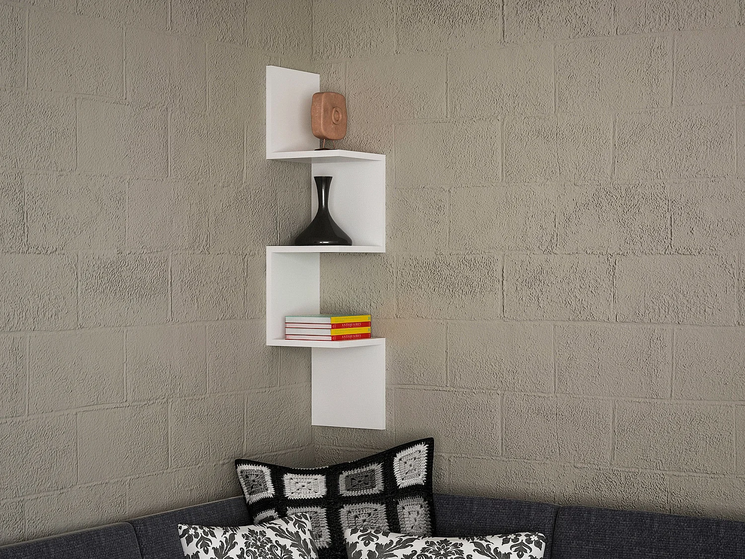 Mensola da parete scandinava – 25 x 105,4 x 25 cm – Bianco – Pannello di particelle