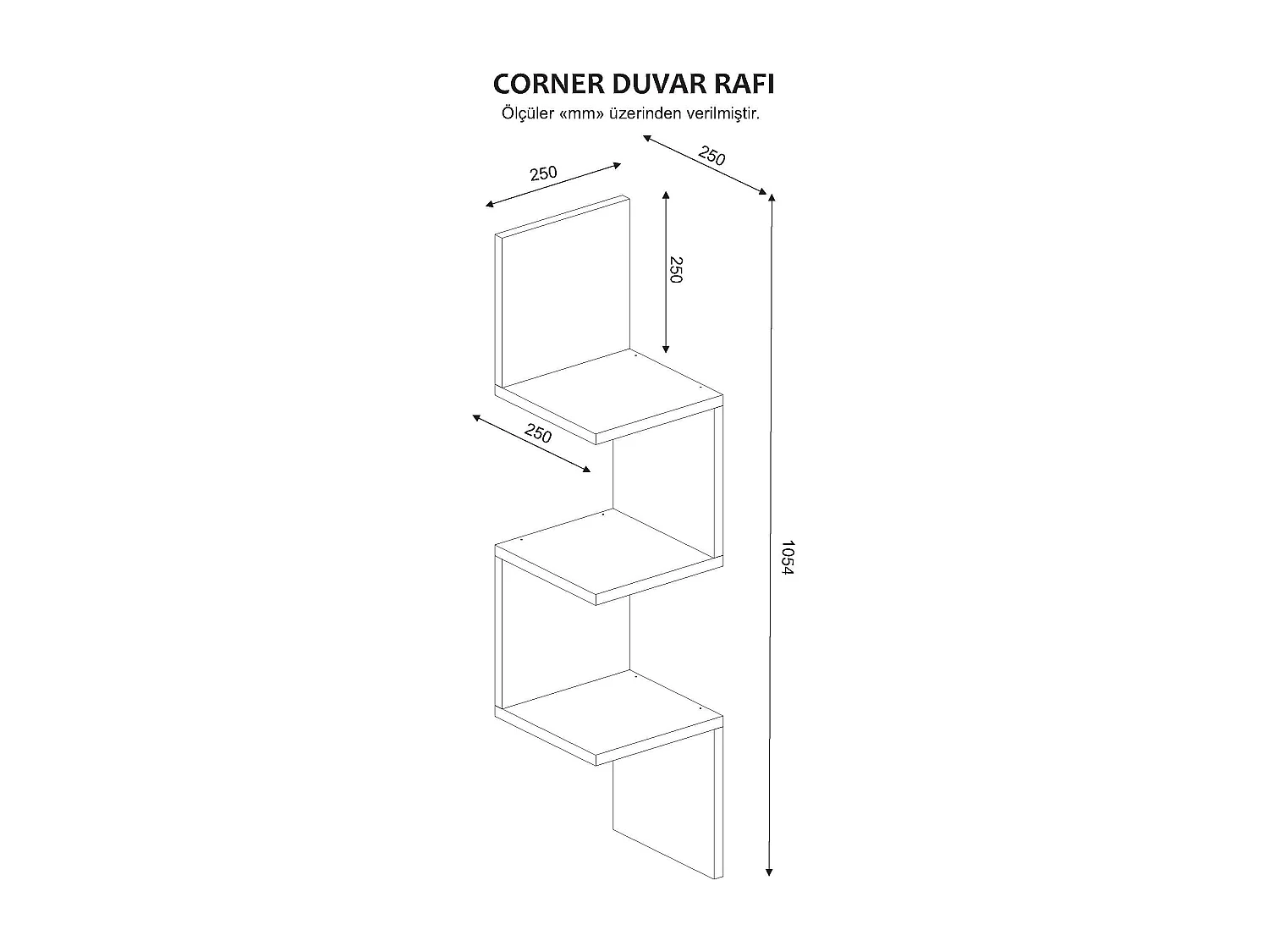 Mensola da parete scandinava – 25 x 105,4 x 25 cm – Bianco – Pannello di particelle