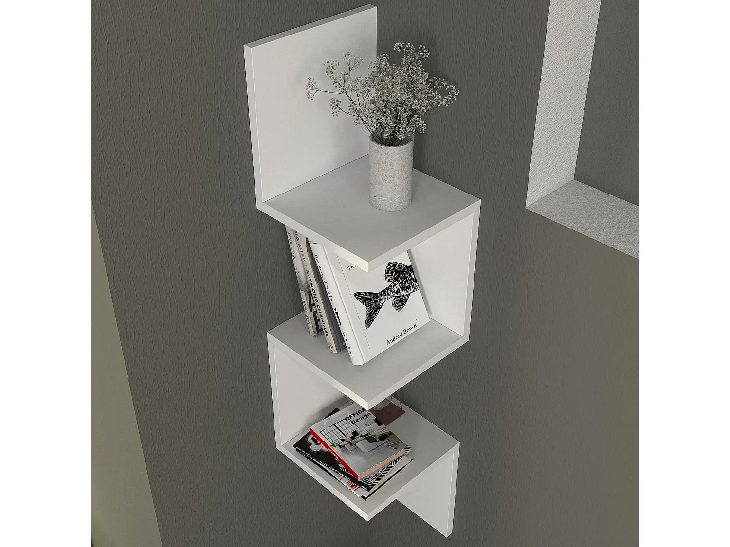 Mensola da parete scandinava – 25 x 105,4 x 25 cm – Bianco – Pannello di particelle