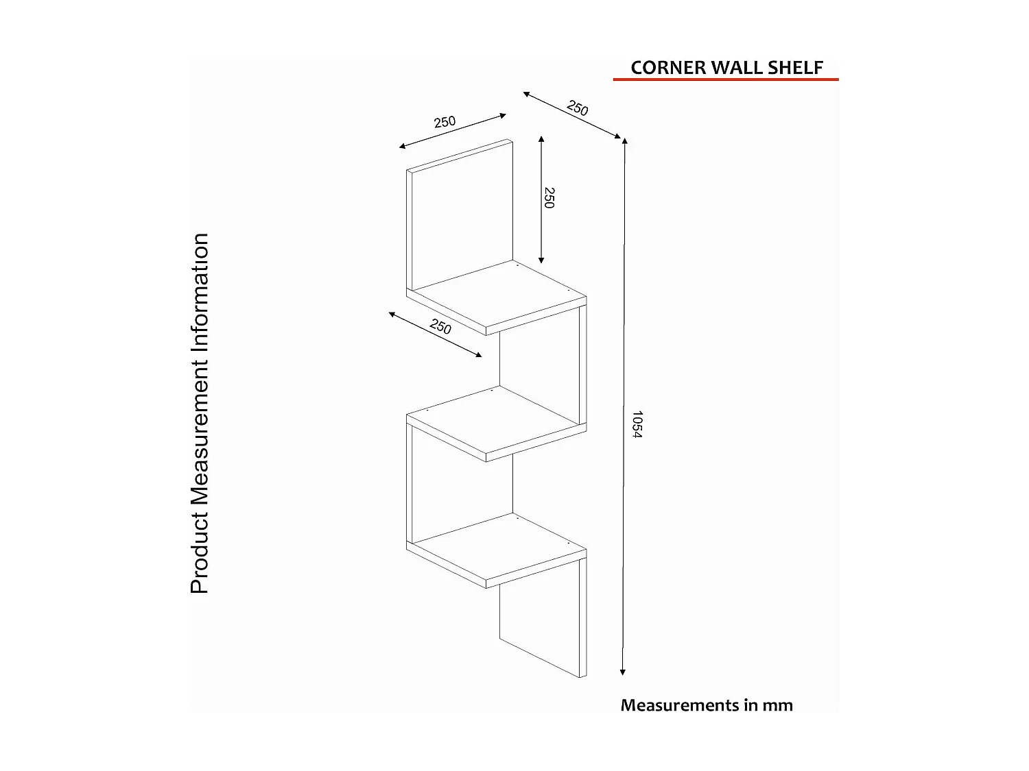 Mensola da parete scandinava – 25 x 105,4 x 25 cm – Bianco – Pannello di particelle