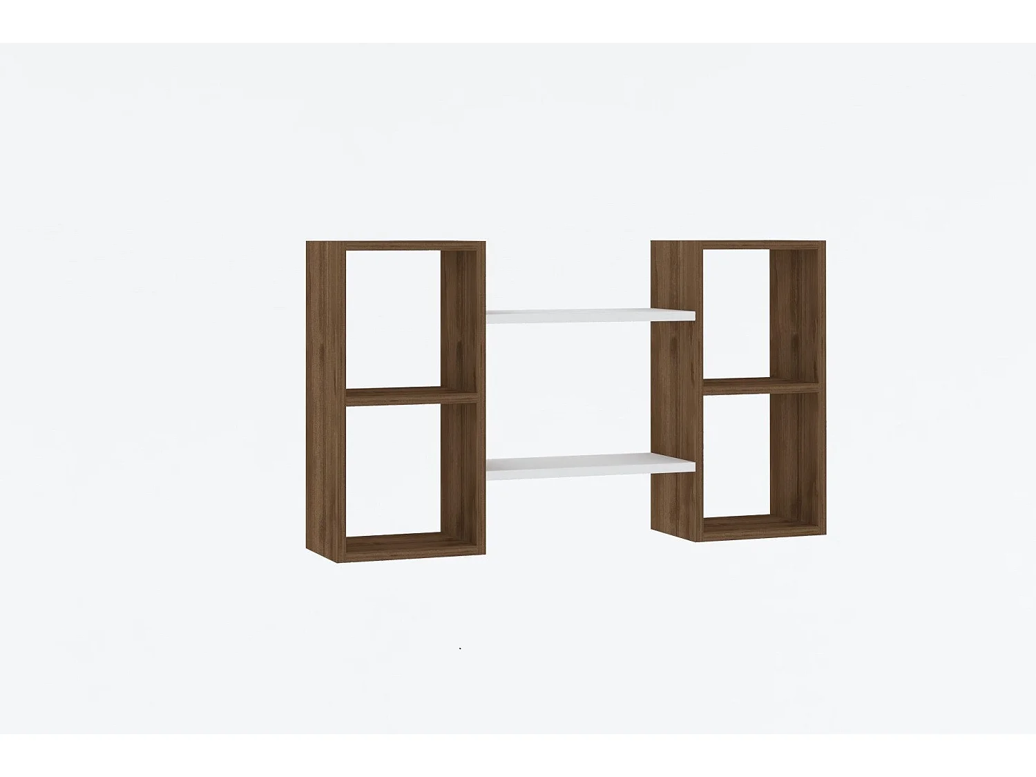 Étagère murale – 105 cm x 60 cm x 20 cm – Blanc et Noyer – Panneau de particules mélaminé