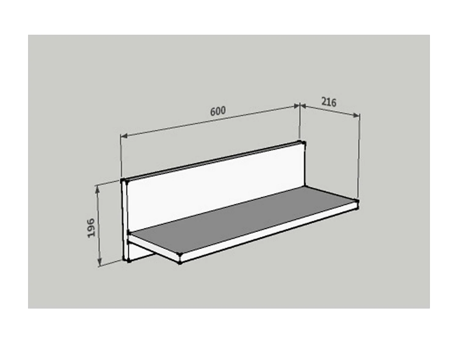 Wandplank – 60 cm x 19,6 cm x 21,6 cm – Wit – Melamine gecoat spaanplaat