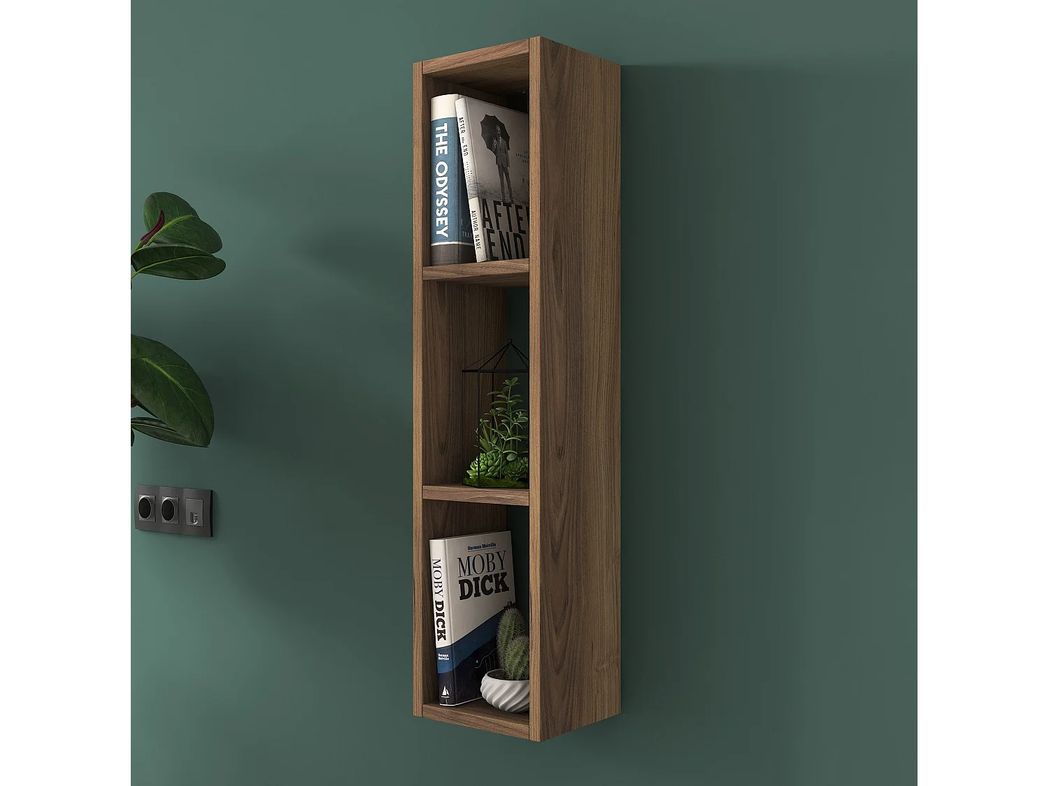 Skandynawska półka ścienna – 22,1 x 90 x 18,5 cm – Kolor orzechowy – Płyta wiórowa pokryta melaminą