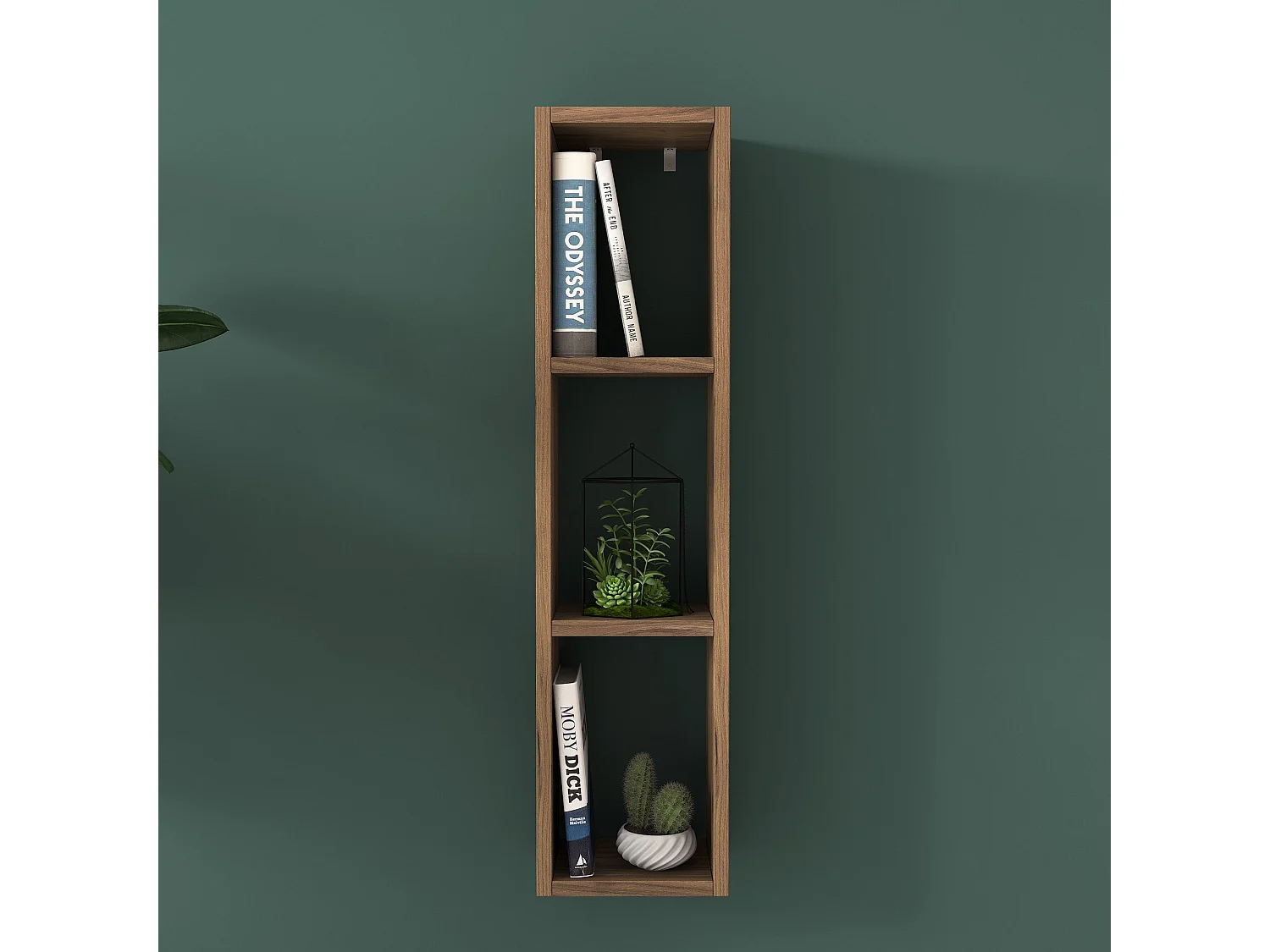 Skandynawska półka ścienna – 22,1 x 90 x 18,5 cm – Kolor orzechowy – Płyta wiórowa pokryta melaminą