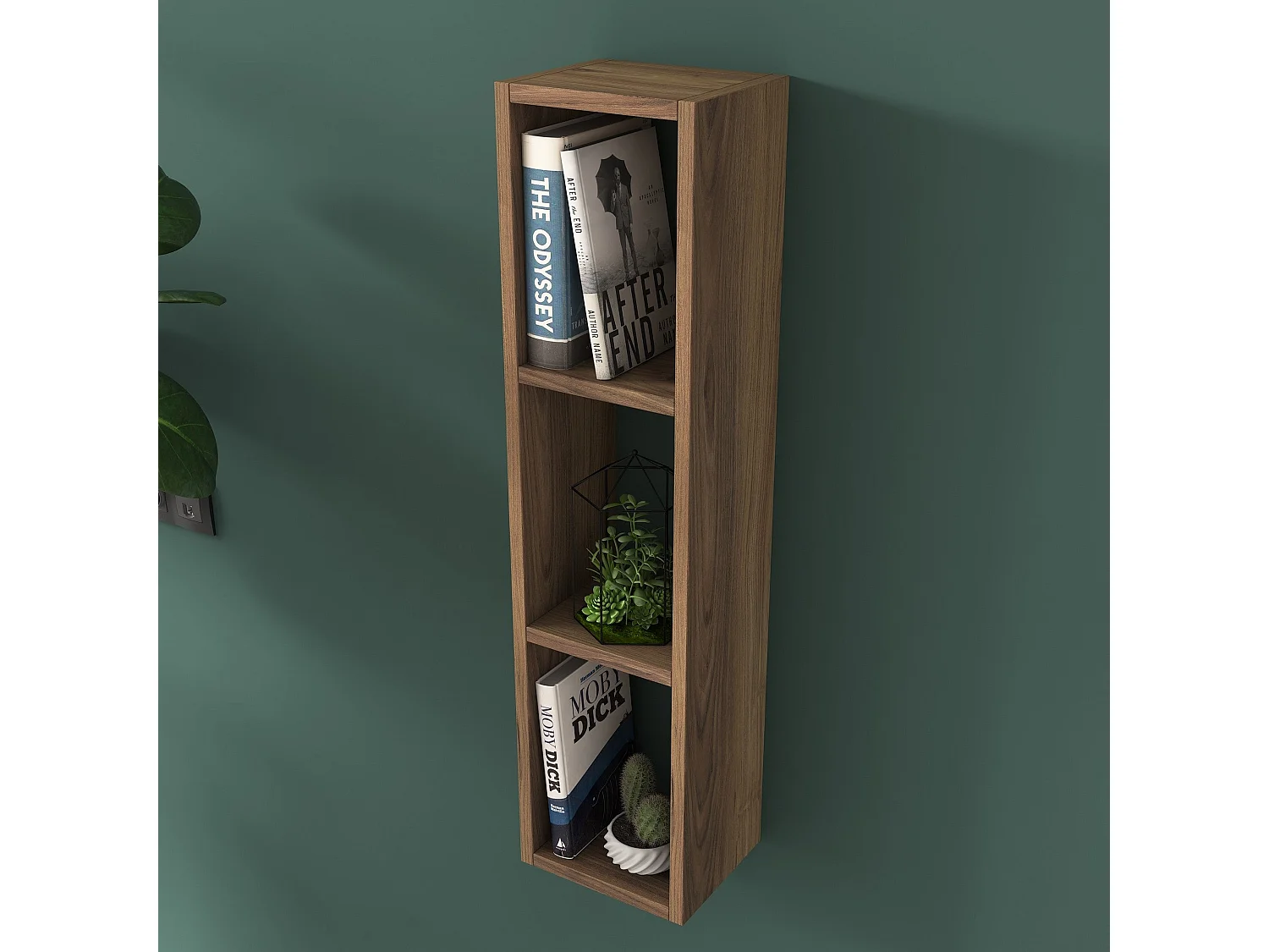 Skandynawska półka ścienna – 22,1 x 90 x 18,5 cm – Kolor orzechowy – Płyta wiórowa pokryta melaminą