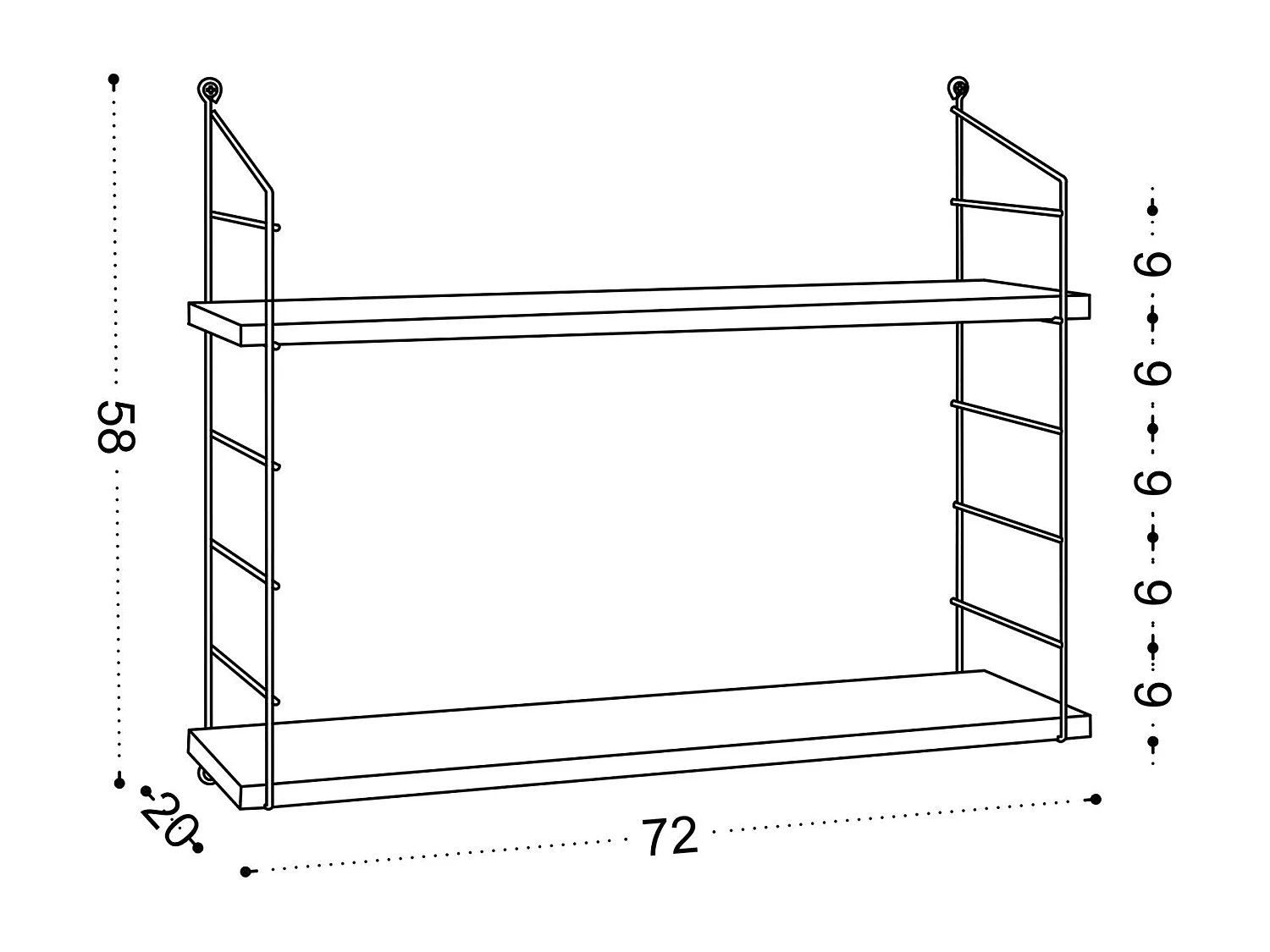 Wandregal – 72 cm x 58 cm x 20 cm – Braun – Spanplatte