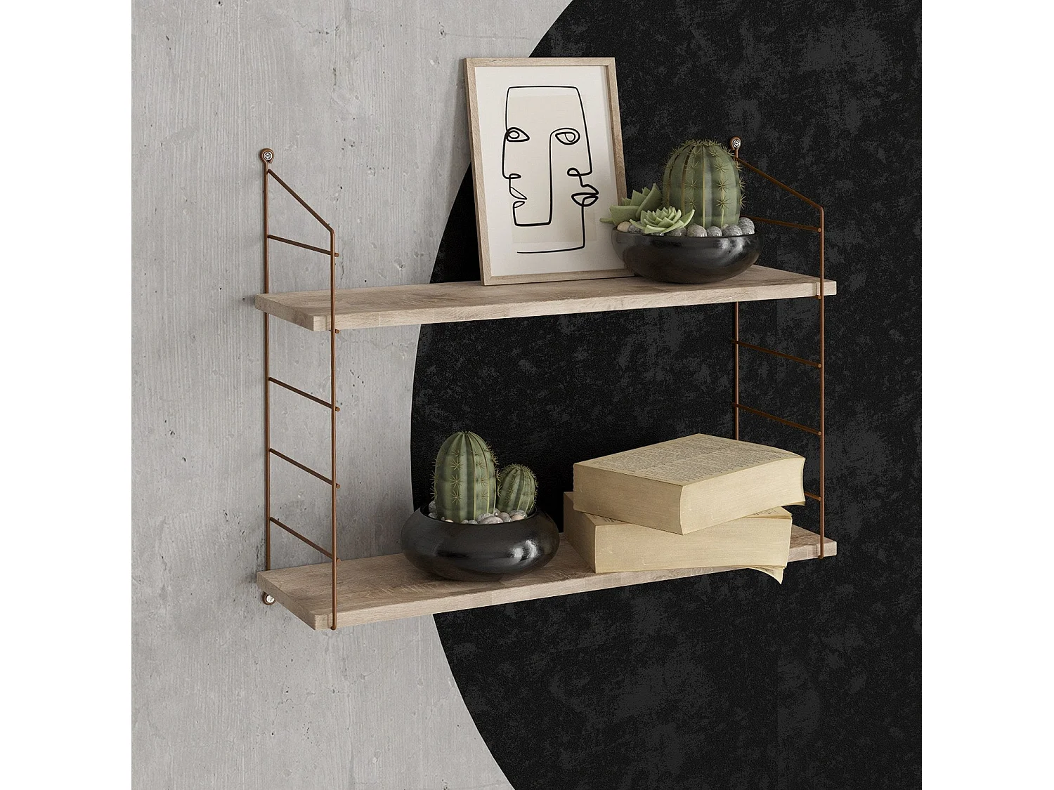 Wandregal – 72 cm x 58 cm x 20 cm – Braun – Spanplatte