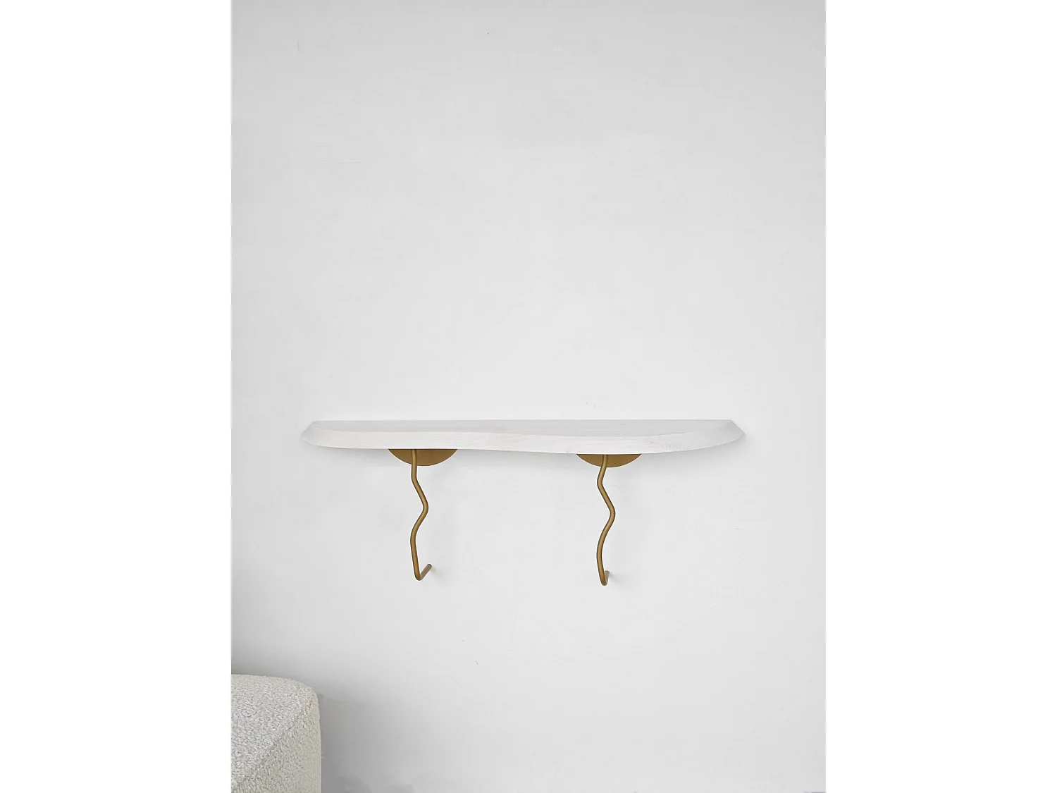 Étagère murale élégante, 99 cm x 22 cm, 100 % pin et structure en métal, finition or et blanc | Solution de rangement