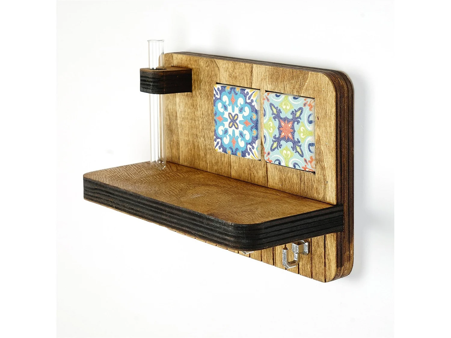 Étagère murale en noyer LAZ170 - 100 % toile 18 mm - 14 x 20 x 9 cm