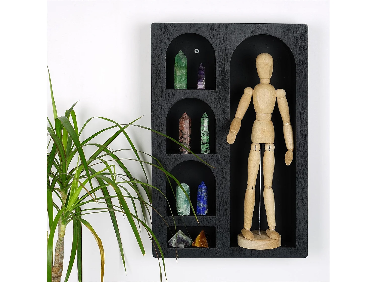 Mensola da parete in legno massello – 26 cm x 40 cm x 6 cm – Nero