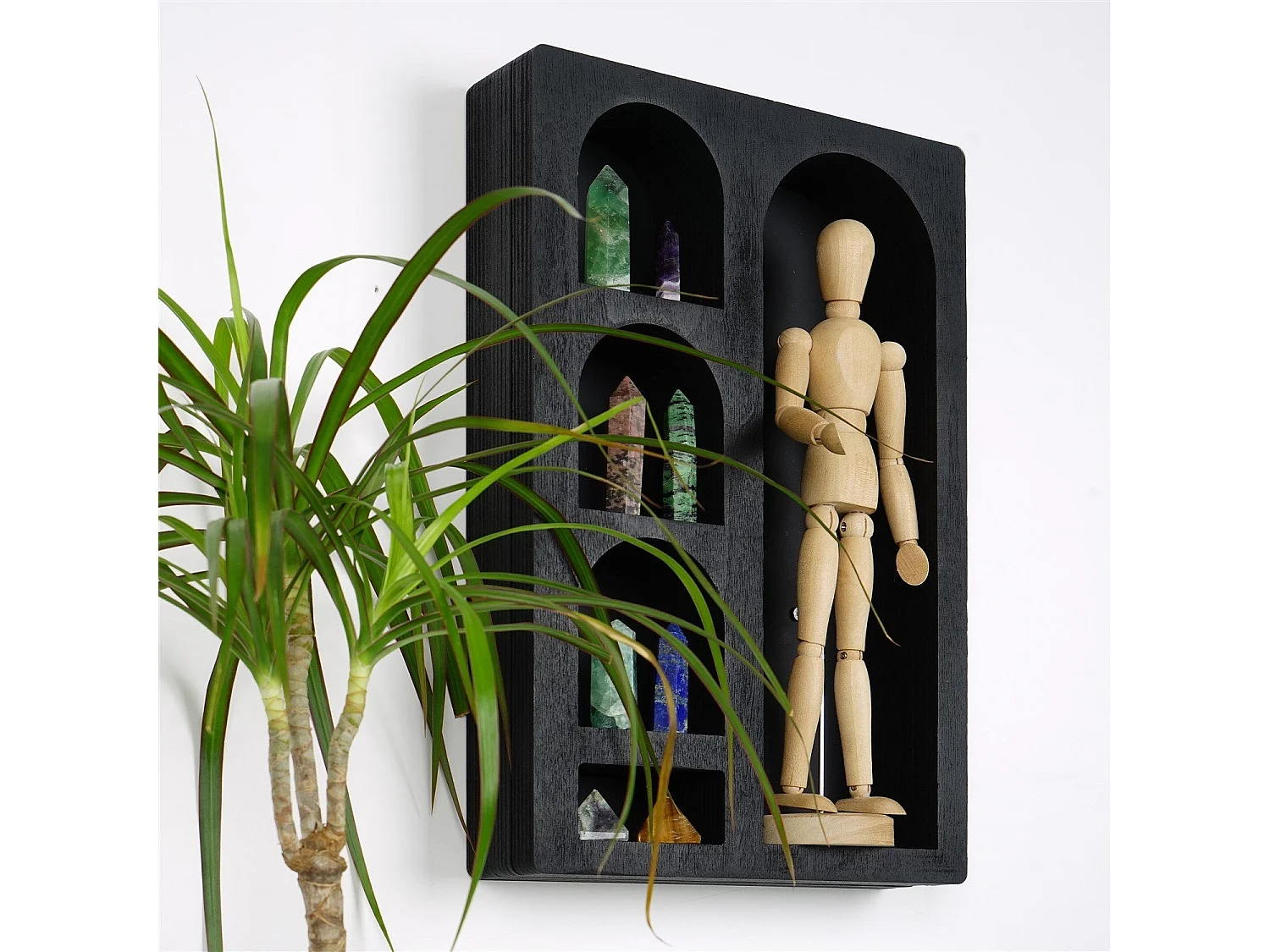 Mensola da parete in legno massello – 26 cm x 40 cm x 6 cm – Nero