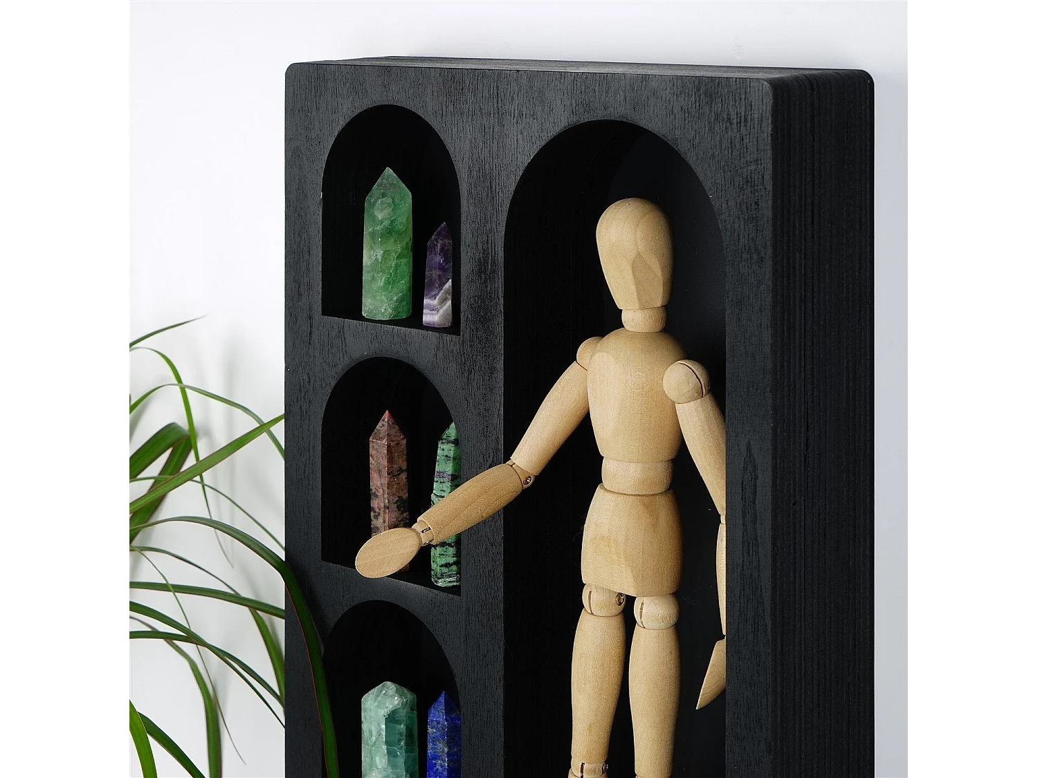 Mensola da parete in legno massello – 26 cm x 40 cm x 6 cm – Nero