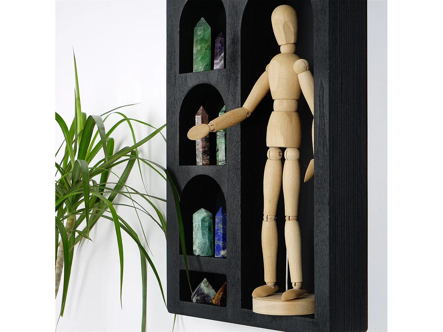 Mensola da parete in legno massello – 26 cm x 40 cm x 6 cm – Nero