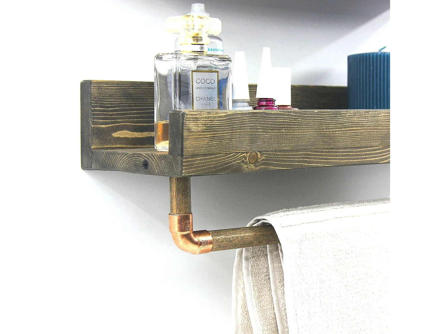 Estante de pared – 50 cm x 15 cm x 15 cm – Nogal – Madera de abeto